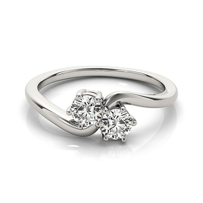 Solitaire Two Stone Diamond Ring in 14k White Gold (1/2 cttw) - jazzyjewelryjones