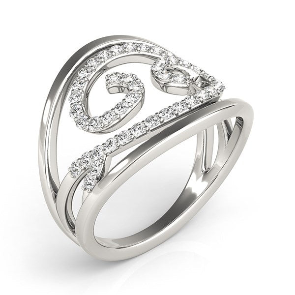 Swirl Design Diamond Ring in 14k White Gold (1/2 cttw) - jazzyjewelryjones