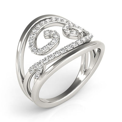 Swirl Design Diamond Ring in 14k White Gold (1/2 cttw) - jazzyjewelryjones