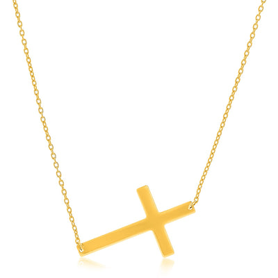 14k Yellow Gold Plain Cross Motif Necklace - jazzyjewelryjones