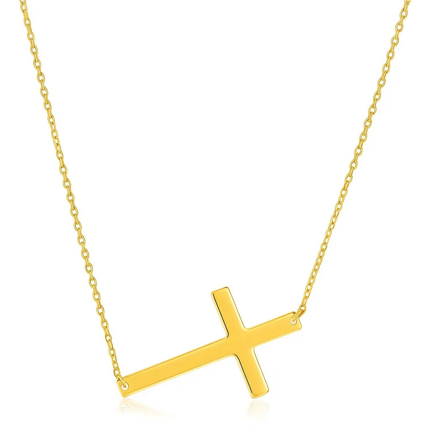 14k Yellow Gold Plain Cross Motif Necklace - jazzyjewelryjones