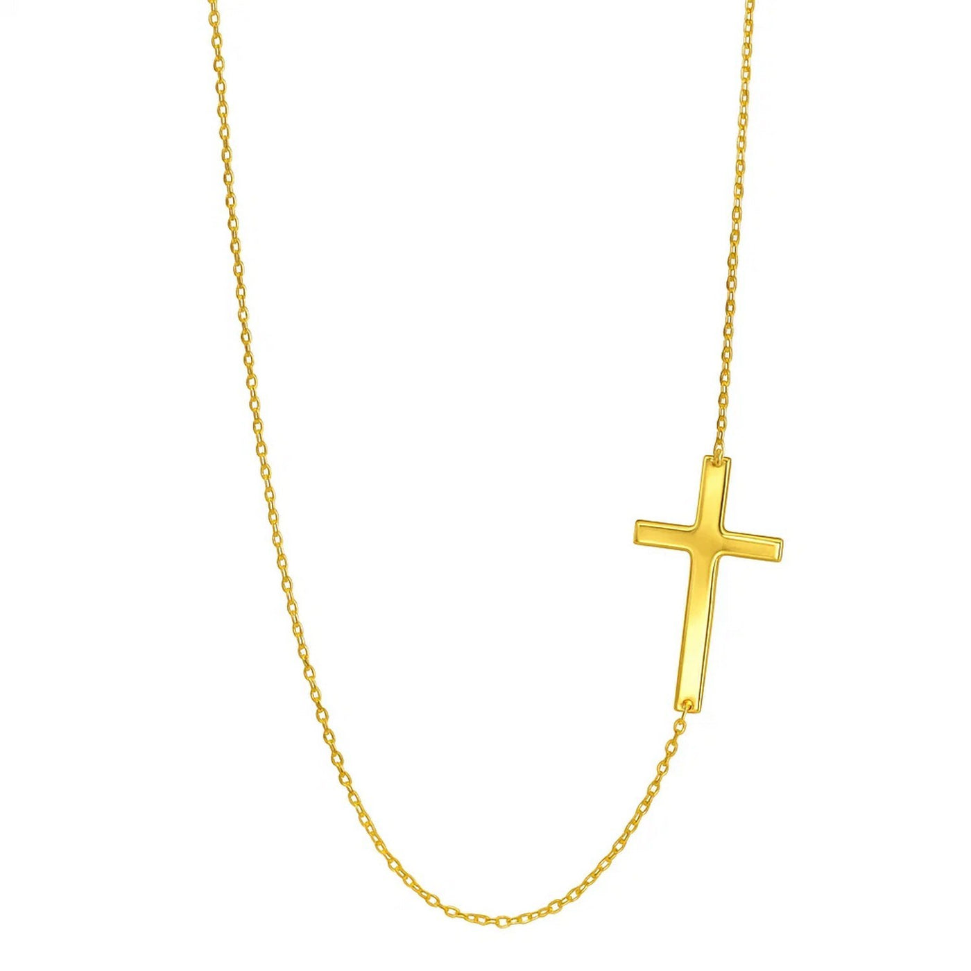 14k Yellow Gold Plain Cross Motif Necklace - jazzyjewelryjones