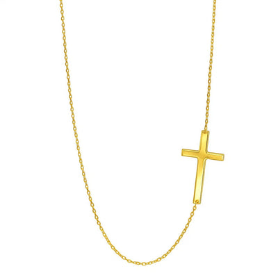 14k Yellow Gold Plain Cross Motif Necklace - jazzyjewelryjones