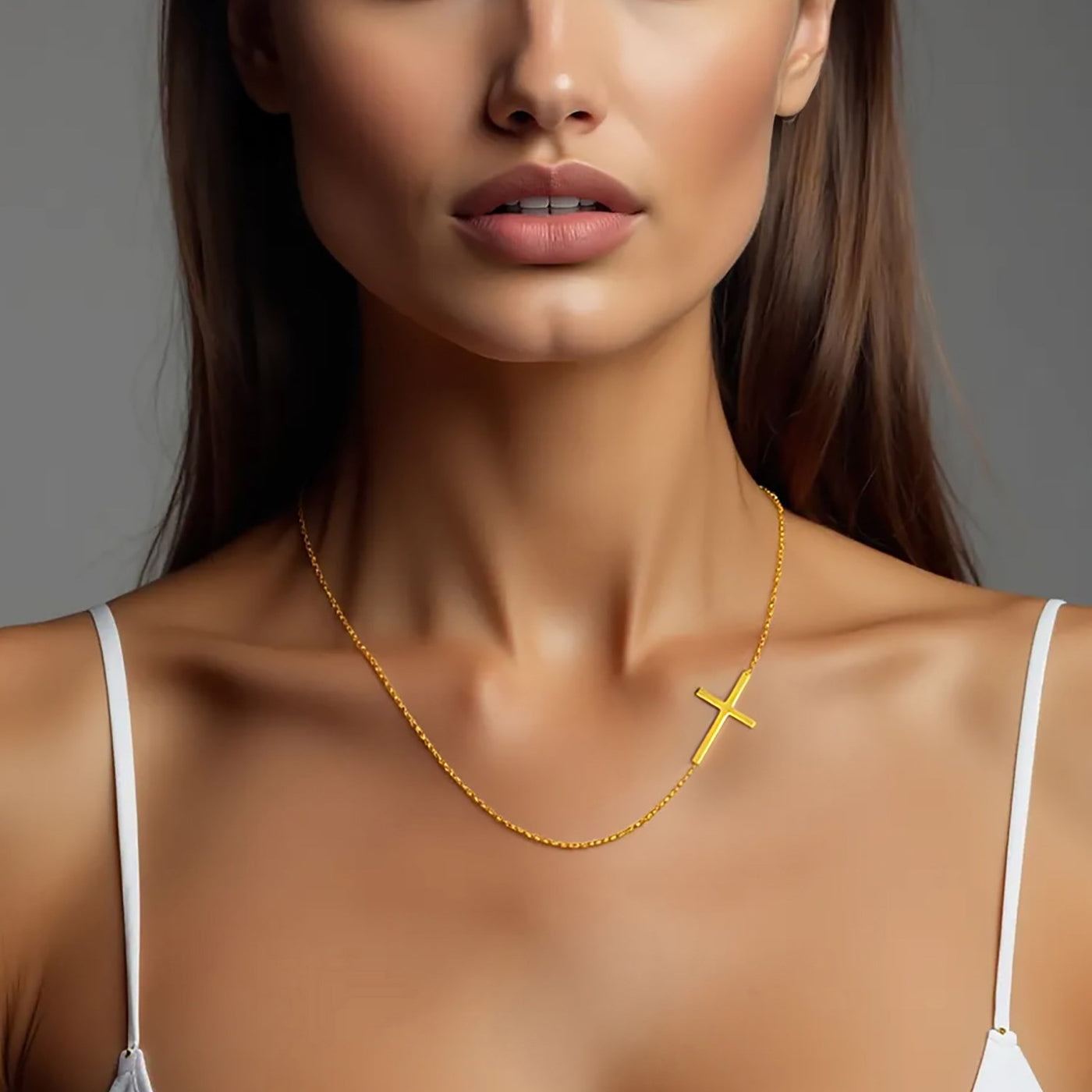 14k Yellow Gold Plain Cross Motif Necklace - jazzyjewelryjones