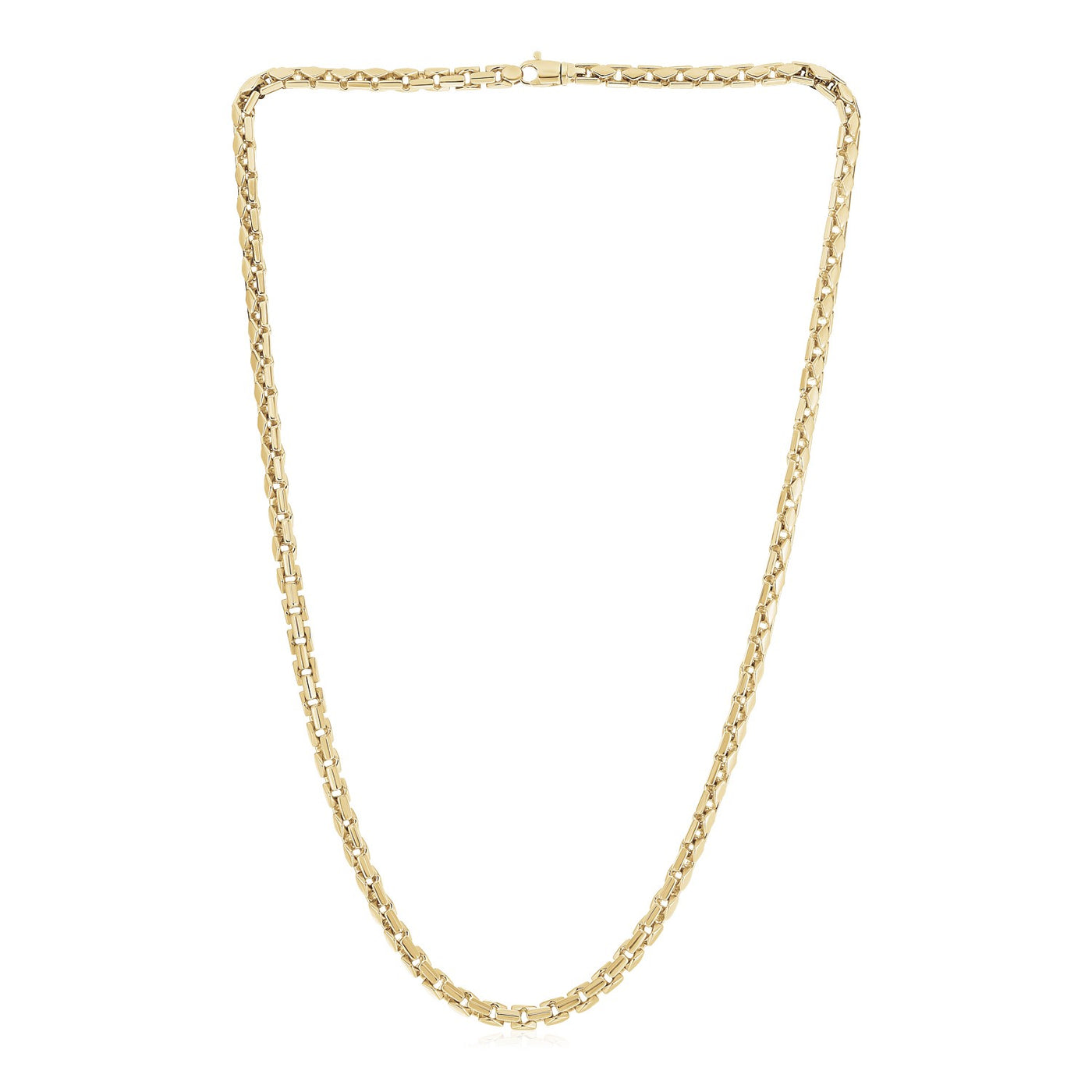 14k Yellow Gold High Polish Mens Fancy Box Necklace (5.0mm) - jazzyjewelryjones