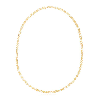 14k Yellow Gold High Polish The Textured Fancy Chain Necklace (4mm) - jazzyjewelryjones