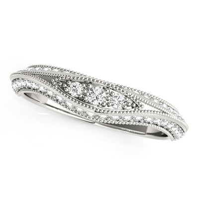 14k White Gold Curved Antique Style Diamond Wedding Ring (1/3 cttw) - jazzyjewelryjones