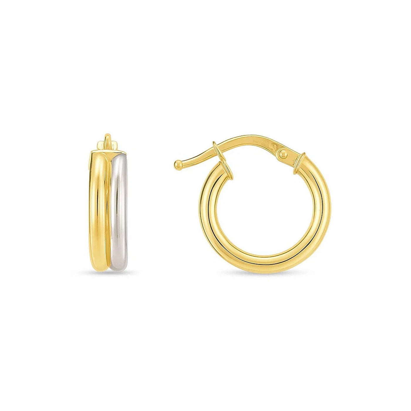 14k Two Tone Gold Double Round Hoops - jazzyjewelryjones
