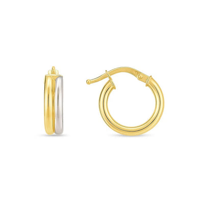 14k Two Tone Gold Double Round Hoops - jazzyjewelryjones