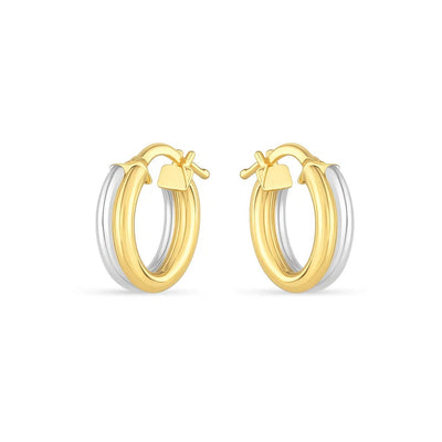 14k Two Tone Gold Double Round Hoops - jazzyjewelryjones
