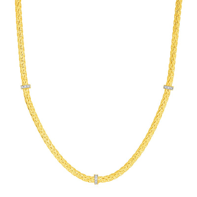 Woven Rope Necklace with Diamond Accents in 14k Yellow Gold - jazzyjewelryjones