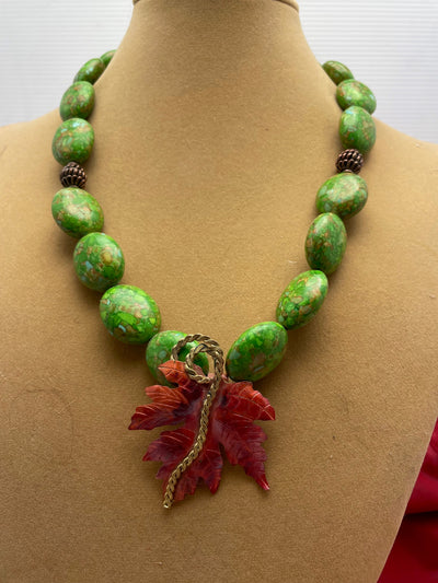 Green Mosiac Turquoise Necklace - jazzyjewelryjones