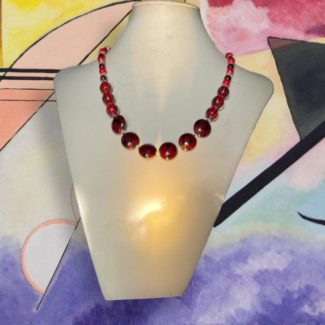 Red Swirl Glass Necklace