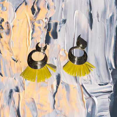 Gold toned earrings with straw accents - jazzyjewelryjones