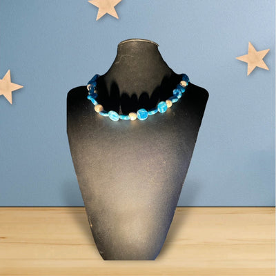 Blue and White Necklace - jazzyjewelryjones
