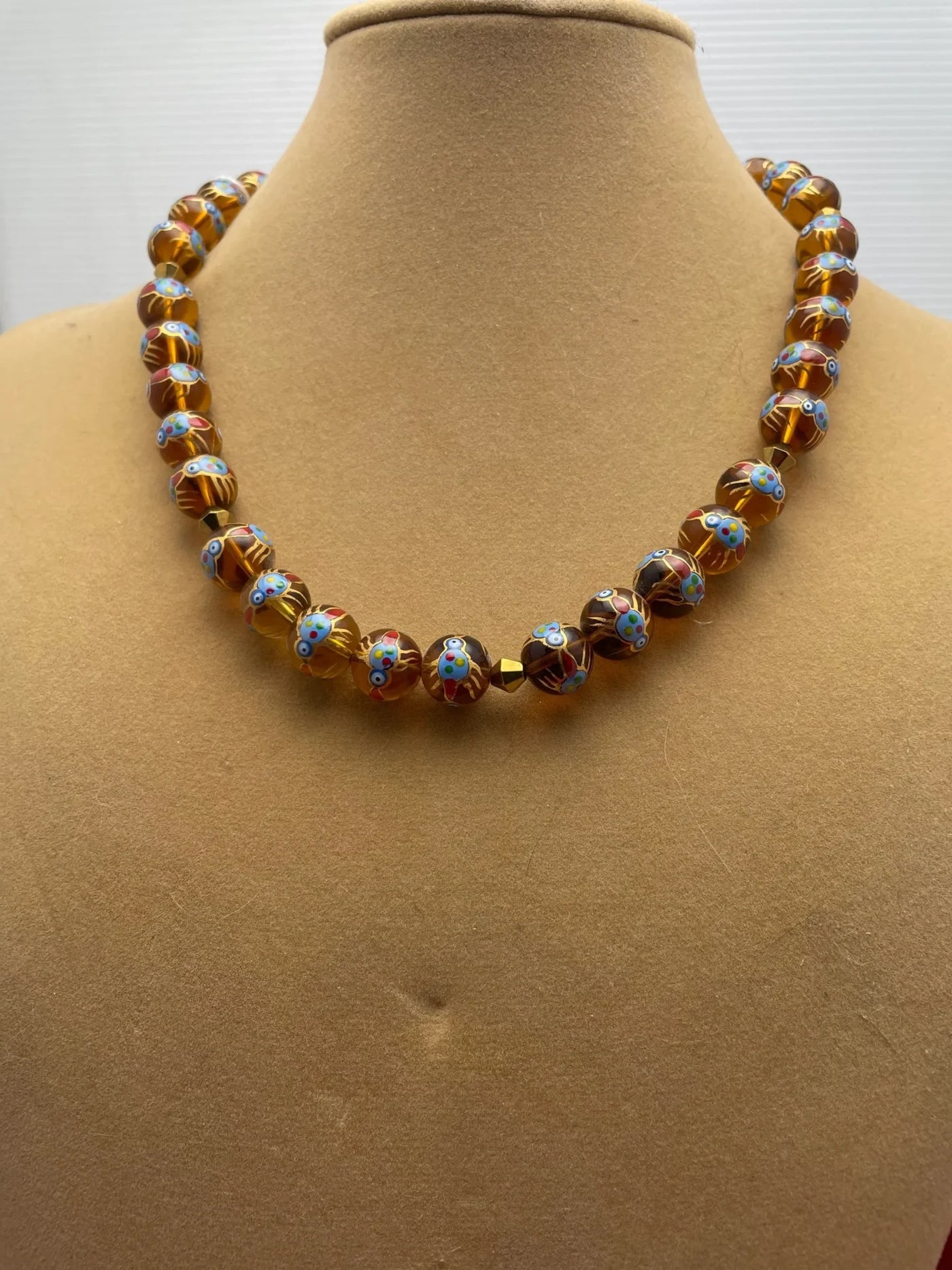 Amber Glass with Blue Bird - jazzyjewelryjones