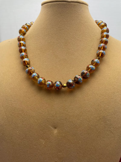 Amber Glass with Blue Bird - jazzyjewelryjones