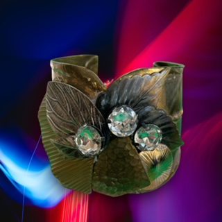 Brass and Glass Cuff - jazzyjewelryjones