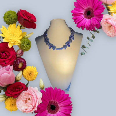 Sapphire Blue Glass Necklace - jazzyjewelryjones