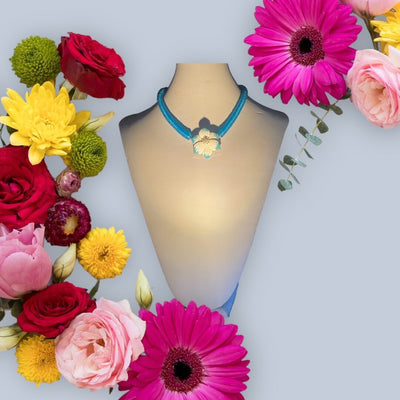 Blue Flower Necklace - jazzyjewelryjones