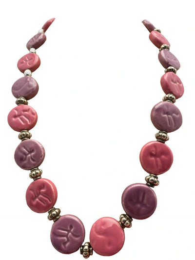 Lavender and Pink Ceramic Necklace - jazzyjewelryjones