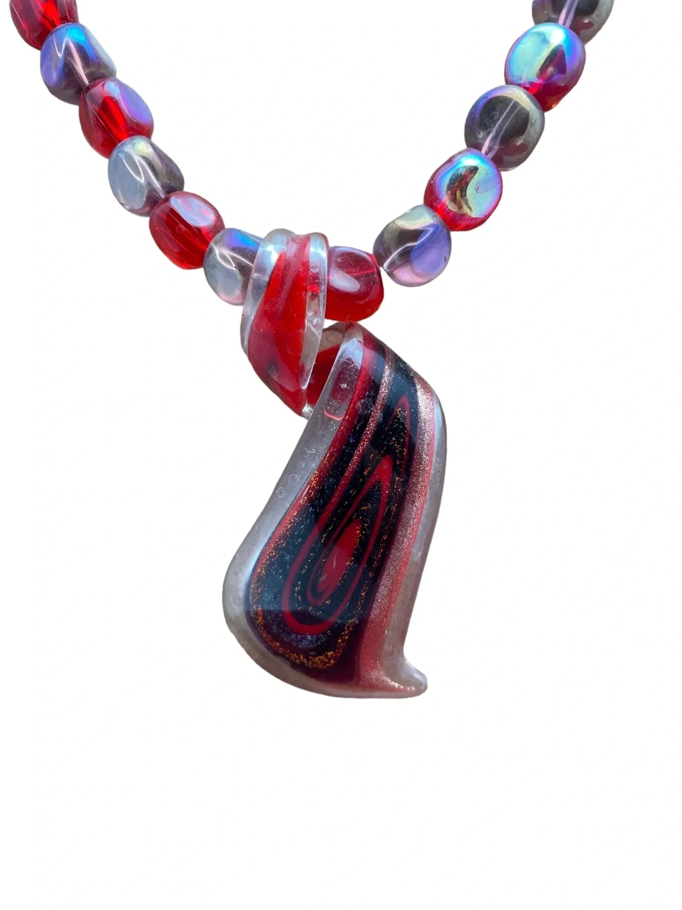 Red Swirl Necklace - jazzyjewelryjones