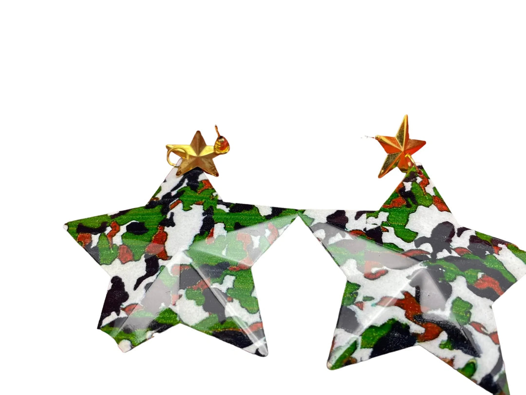 Miz Star Light Weight Camouflage Earrings