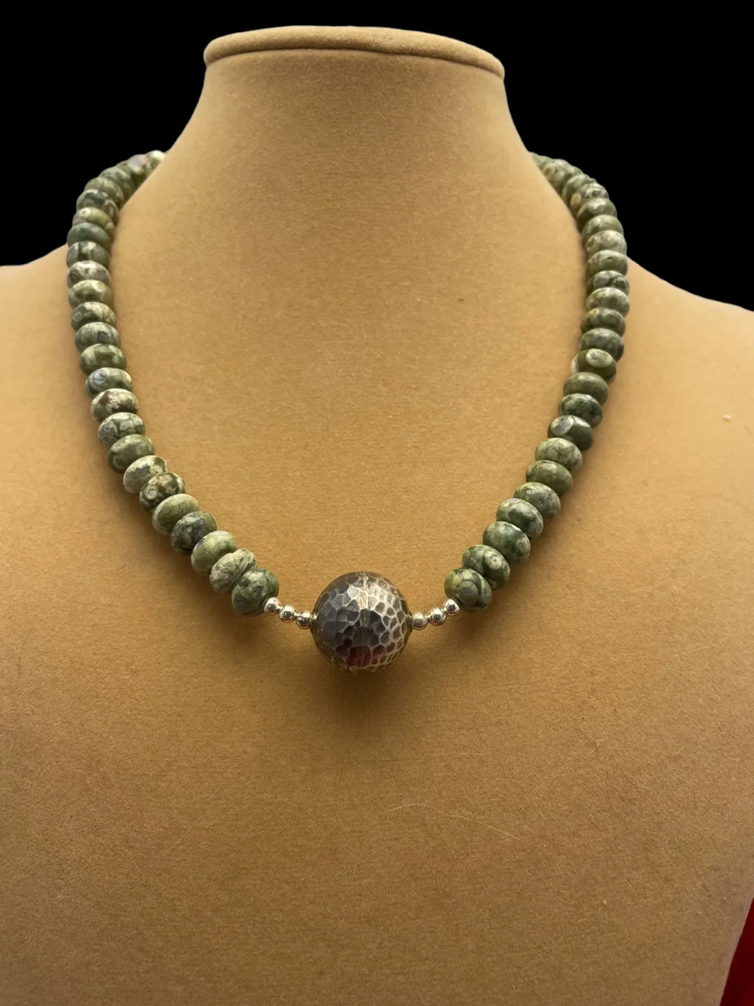 Silver Ball and Rayolite Necklace
