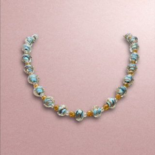 Light Blue and Gold Treasure Necklace - jazzyjewelryjones