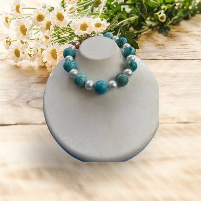 Blue Magnesite and Pearl Bracelet - jazzyjewelryjones
